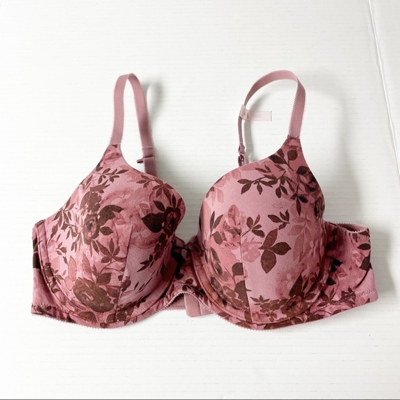 Ambrielle Purple Pink Floral Lightly Lined Full Coverage Plus Size Bra 38B - Picture 1 of 5